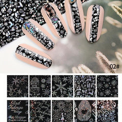 Christmas Halloween Nail Foil Transfer Stickers Snowman Santa Elk Laser Decals