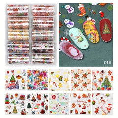 Christmas Halloween Nail Foil Transfer Stickers Snowman Santa Elk Laser Decals