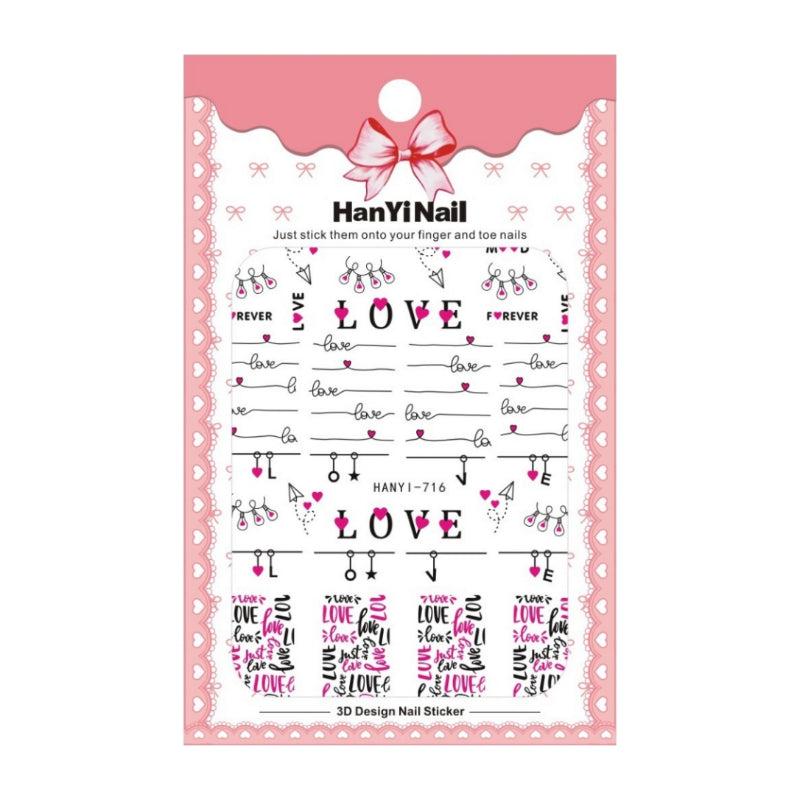 Love Heart Girl's Face Nail Decals - DIY nail art stickers