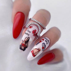 Love Heart Girl's Face Nail Decals - DIY nail art stickers