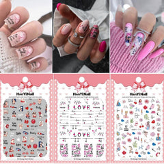 Love Heart Girl's Face Nail Decals - DIY nail art stickers