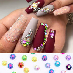 Flat Back Nail Art Rhinestones Crystal Gemstones DIY Nail Salon Multicolor