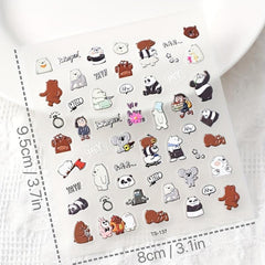 Engraved 5D Panda Nail Art Stickers - Self Adhesive Decals