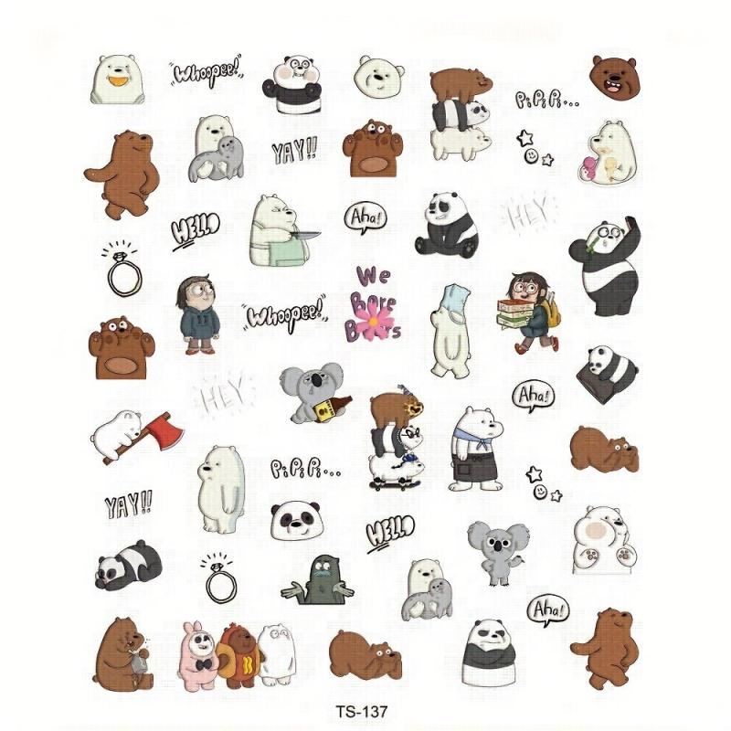 Engraved 5D Panda Nail Art Stickers - Self Adhesive Decals