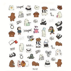 Engraved 5D Panda Nail Art Stickers - Self Adhesive Decals