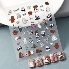 Engraved 5D Panda Nail Art Stickers - Self Adhesive Decals
