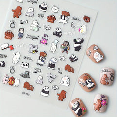 Engraved 5D Panda Nail Art Stickers - Self Adhesive Decals