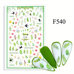 1sheet Green Clover Stickers 3D Nail Decals