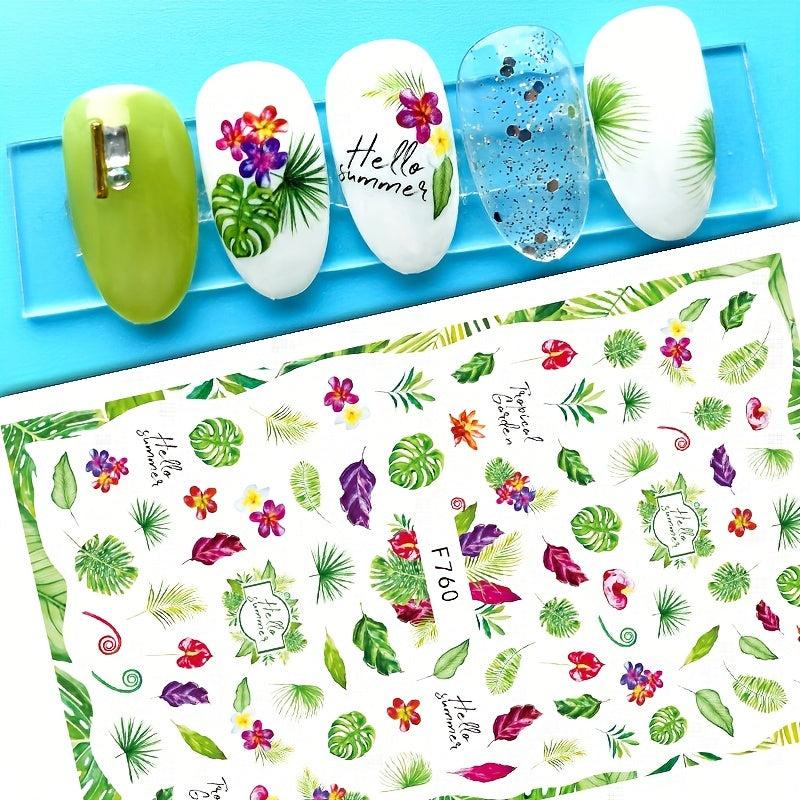 1sheet Green Clover Stickers 3D Nail Decals