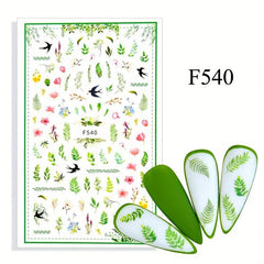 1sheet Green Clover Stickers 3D Nail Decals