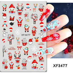 3D Christmas Nail Art Stickers Snowflake Santa Claus Reindeer Decals