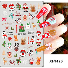 3D Christmas Nail Art Stickers Snowflake Santa Claus Reindeer Decals