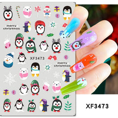 3D Christmas Nail Art Stickers Snowflake Santa Claus Reindeer Decals