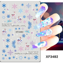 3D Christmas Nail Art Stickers Snowflake Santa Claus Reindeer Decals