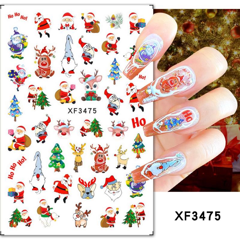 3D Christmas Nail Art Stickers Snowflake Santa Claus Reindeer Decals