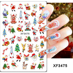 3D Christmas Nail Art Stickers Snowflake Santa Claus Reindeer Decals