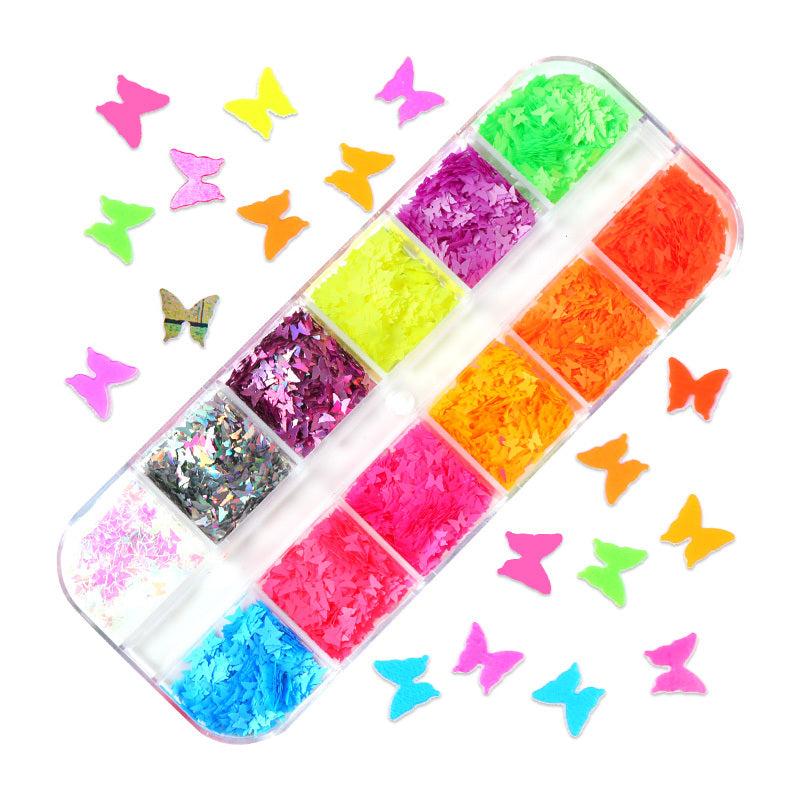 Neon Star Nail Glitter Fluorescent Gel Nails Decoration