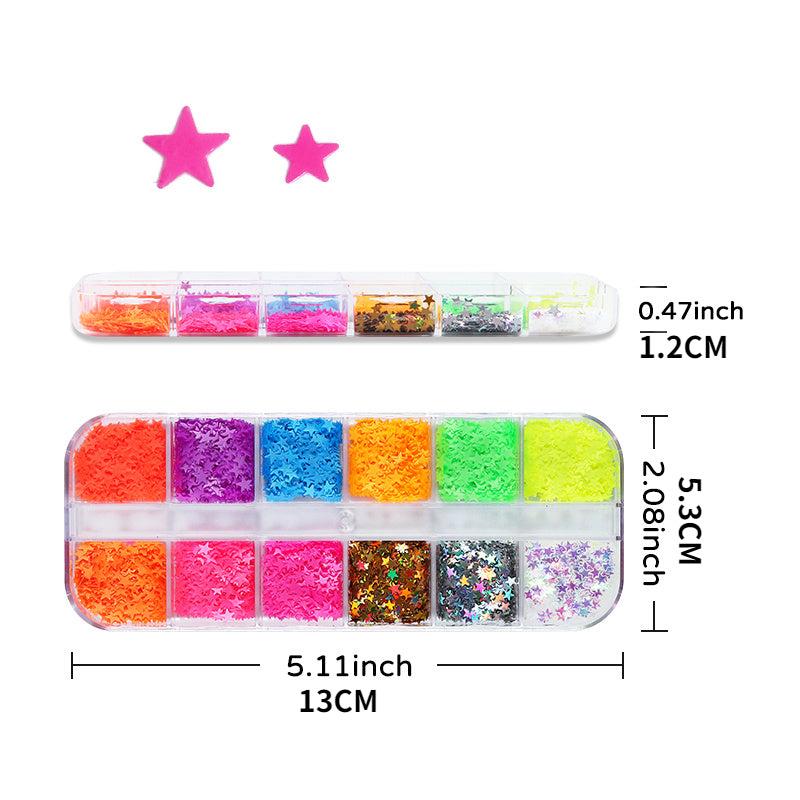 Neon Star Nail Glitter Fluorescent Gel Nails Decoration