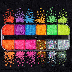 Neon Star Nail Glitter Fluorescent Gel Nails Decoration