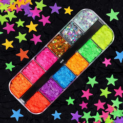 Neon Star Nail Glitter Fluorescent Gel Nails Decoration