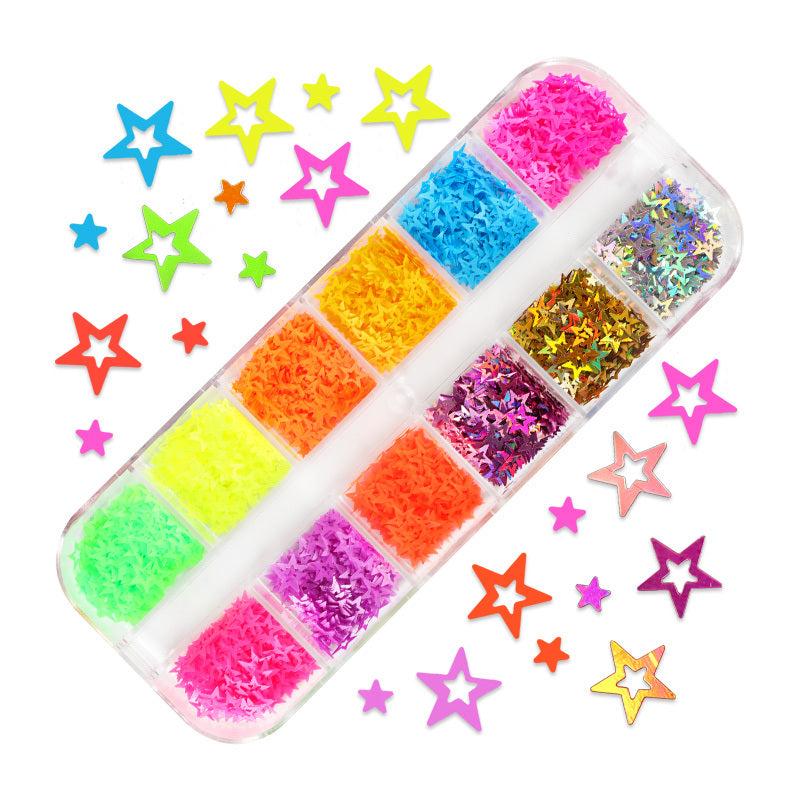 Neon Star Nail Glitter Fluorescent Gel Nails Decoration