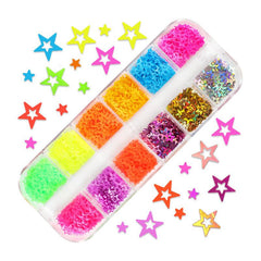 Neon Star Nail Glitter Fluorescent Gel Nails Decoration
