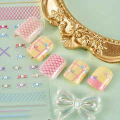 4pcs 5D Embossed Bow Pearl Nail Art Stickers - Self Adhesive Nail Art Supplies