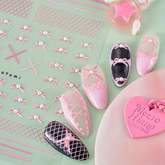 4pcs 5D Embossed Bow Pearl Nail Art Stickers - Self Adhesive Nail Art Supplies