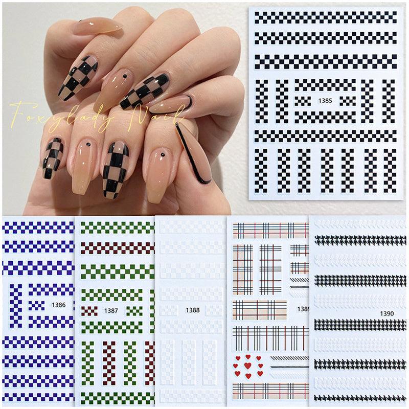 Plaid Series Nail Stickers Checkerboard Nail Decals