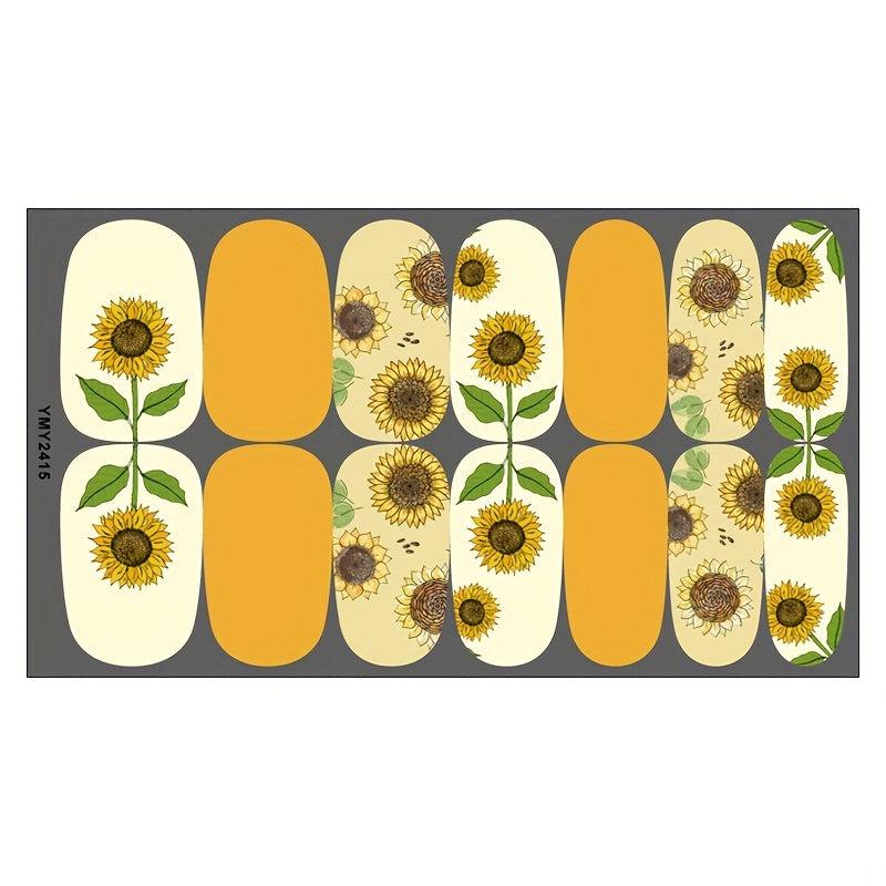 Sunflower Nail Polish Strips Full Nail Wraps Self Adhesive Stickers