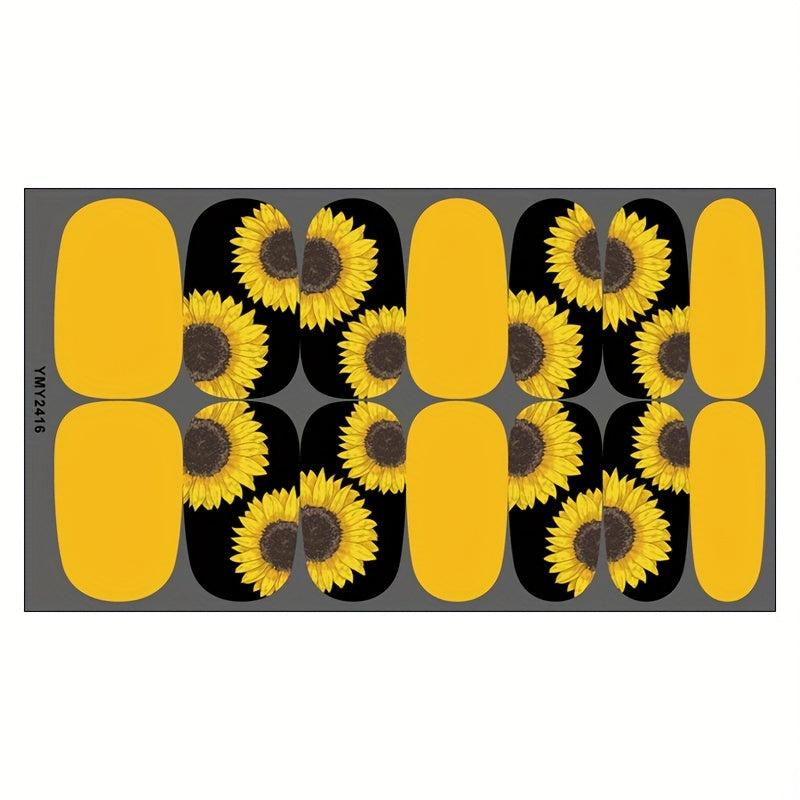 Sunflower Nail Polish Strips Full Nail Wraps Self Adhesive Stickers