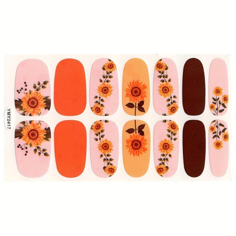 Sunflower Nail Polish Strips Full Nail Wraps Self Adhesive Stickers