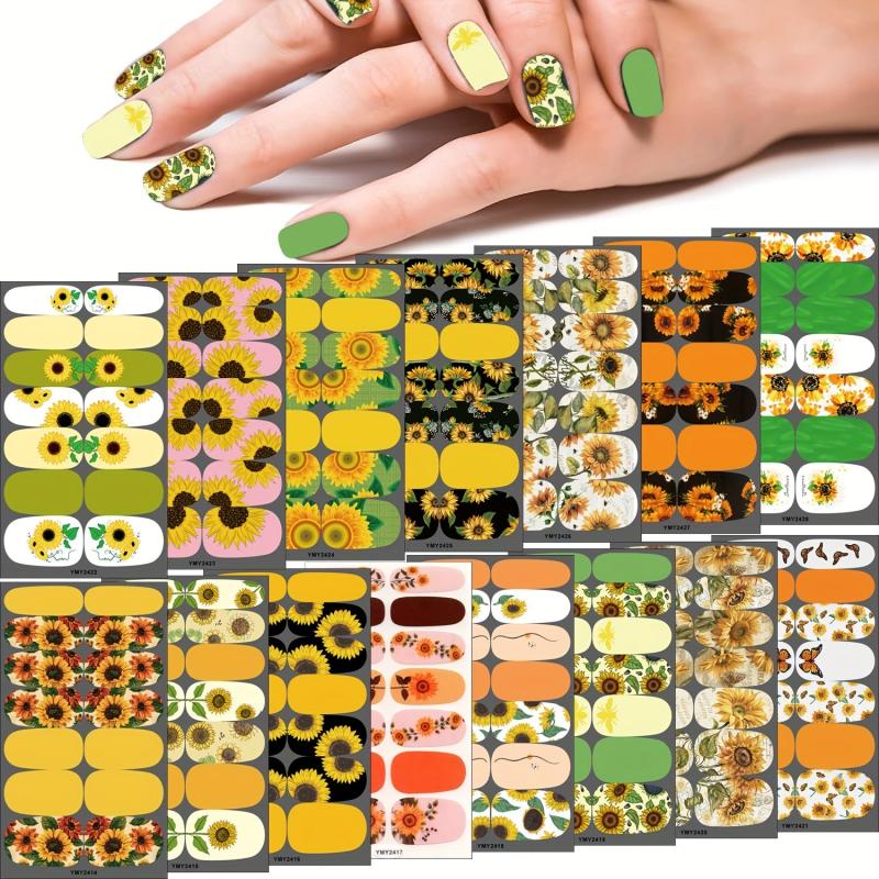 Sunflower Nail Polish Strips Full Nail Wraps Self Adhesive Stickers