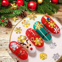 50pcs Christmas Snowflake Nail Art Charms with Rhinestones 3D Shape Nail Gems