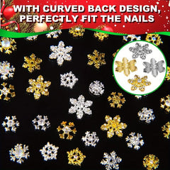 50pcs Christmas Snowflake Nail Art Charms with Rhinestones 3D Shape Nail Gems