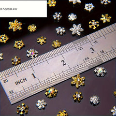 50pcs Christmas Snowflake Nail Art Charms with Rhinestones 3D Shape Nail Gems
