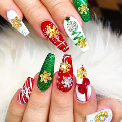 50pcs Christmas Snowflake Nail Art Charms with Rhinestones 3D Shape Nail Gems