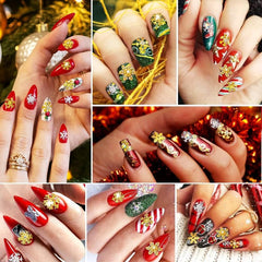 50pcs Christmas Snowflake Nail Art Charms with Rhinestones 3D Shape Nail Gems