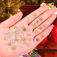 50pcs Christmas Snowflake Nail Art Charms with Rhinestones 3D Shape Nail Gems
