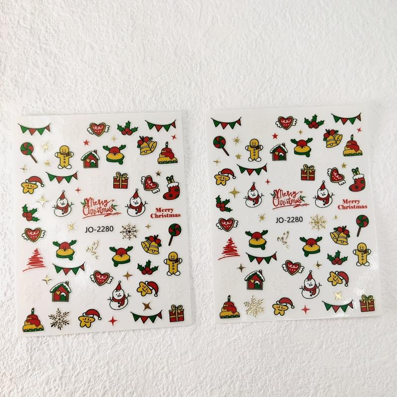 Christmas Nail Art Stickers Snowflake Snowman Bell Decals