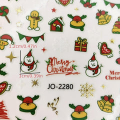 Christmas Nail Art Stickers Snowflake Snowman Bell Decals