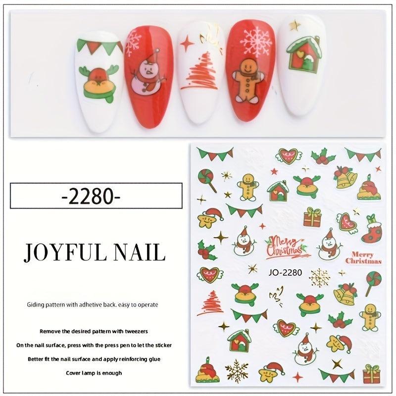 Christmas Nail Art Stickers Snowflake Snowman Bell Decals