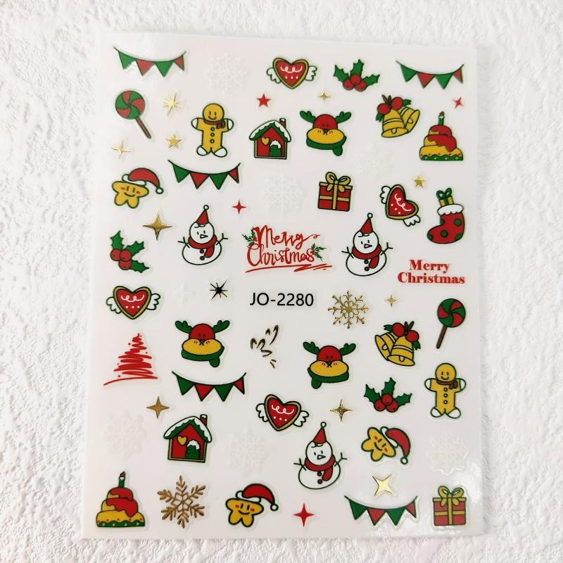 Christmas Nail Art Stickers Snowflake Snowman Bell Decals