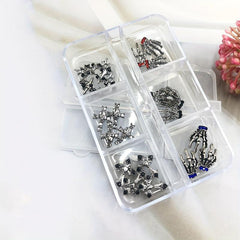 Halloween Nail Art Charms with Rhinestone 3D Skull Skeleton Nail Gem Accessories