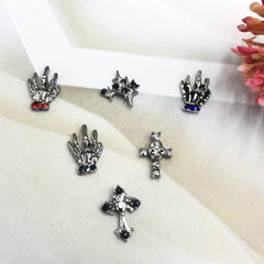 Halloween Nail Art Charms with Rhinestone 3D Skull Skeleton Nail Gem Accessories