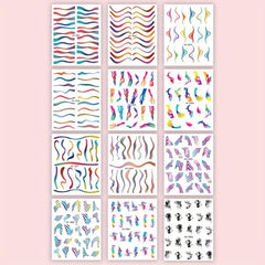 Gradient Line Nail Art Stickers Self Adhesive Decals For DIY Or Salons
