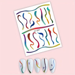 Gradient Line Nail Art Stickers Self Adhesive Decals For DIY Or Salons