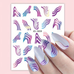 Gradient Line Nail Art Stickers Self Adhesive Decals For DIY Or Salons