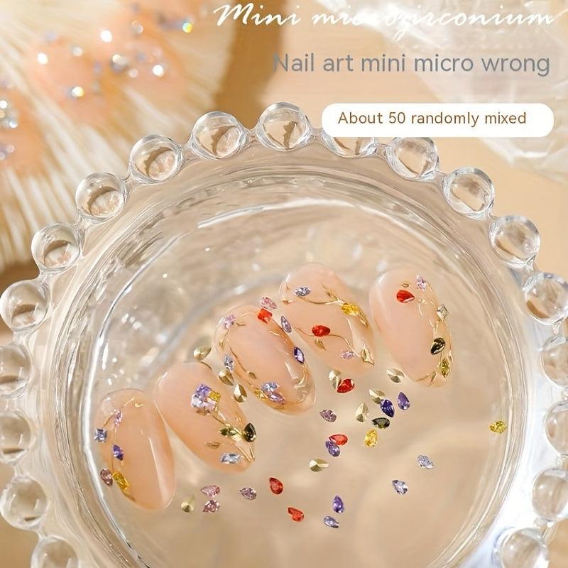 50pcs Nail Zircon Rhinestones Horse Eye Water Drop Square Nail Art Gems