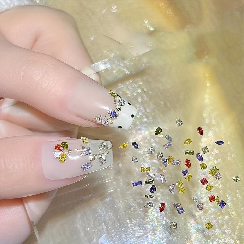 50pcs Nail Zircon Rhinestones Horse Eye Water Drop Square Nail Art Gems